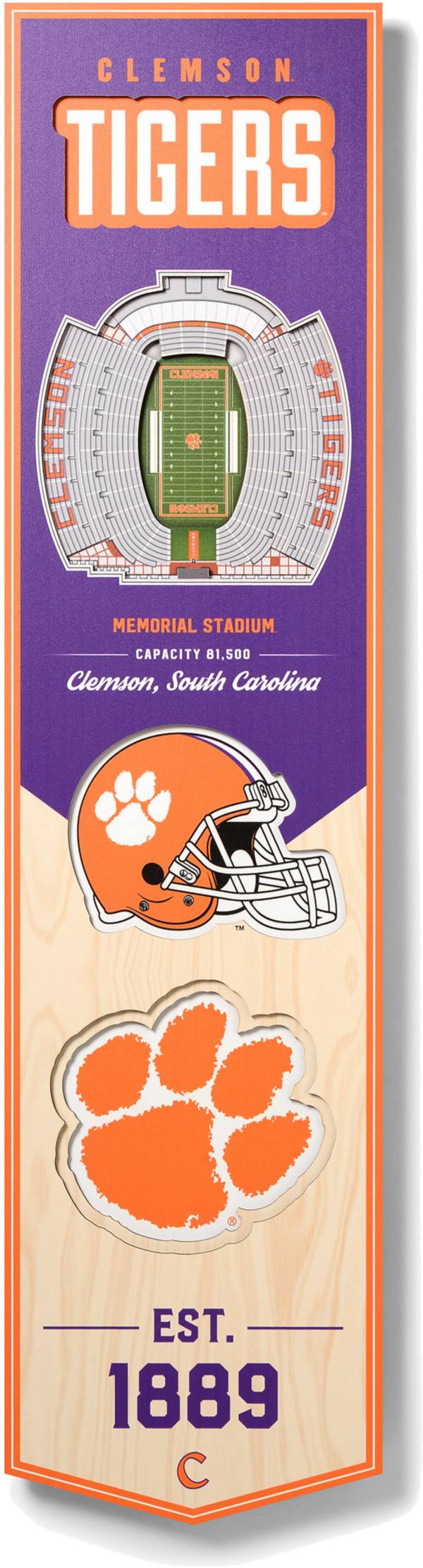 You The Fan Clemson Tigers 8"x32" 3-D Banner