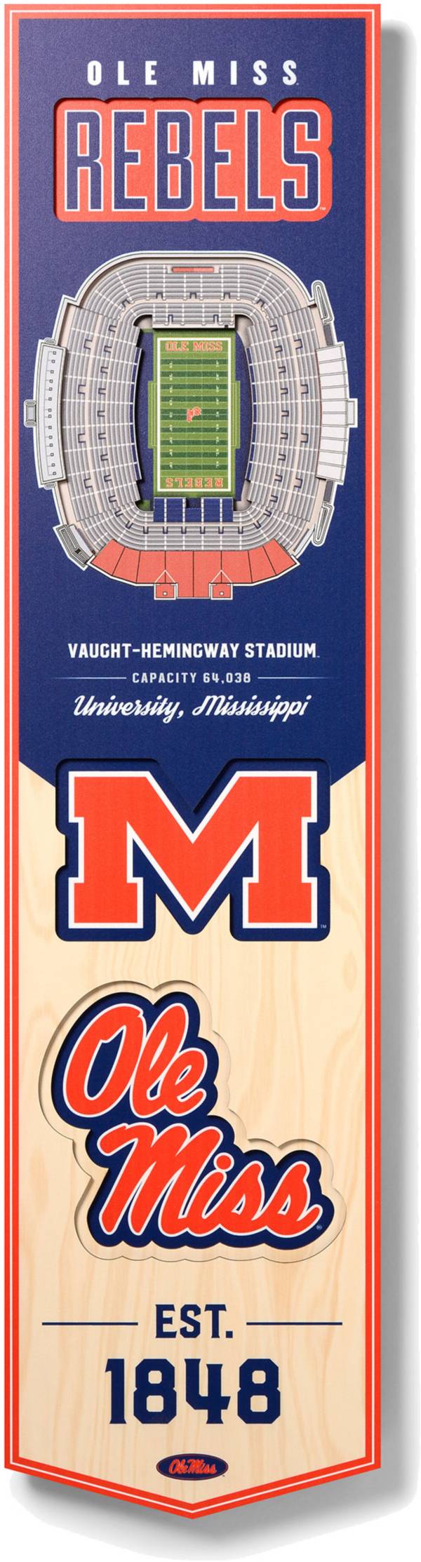 You The Fan Ole Miss Rebels 8"x32" 3-D Banner