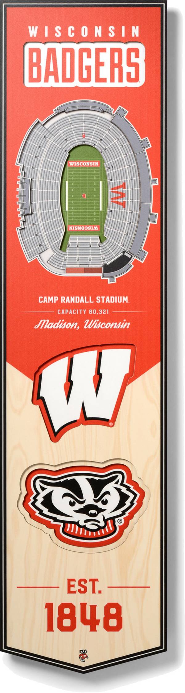 You The Fan Wisconsin Badgers 8"x32" 3-D Banner product image