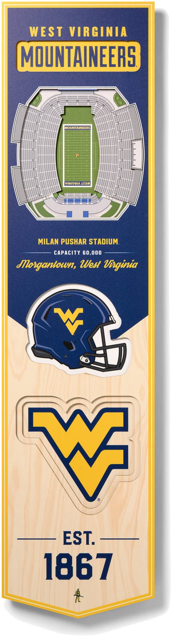 You The Fan West Virginia Mountaineers 8"x32" 3-D Banner