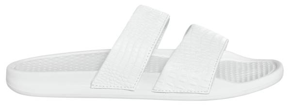 Women's Two Strap Tonal Snake Embossed Slides