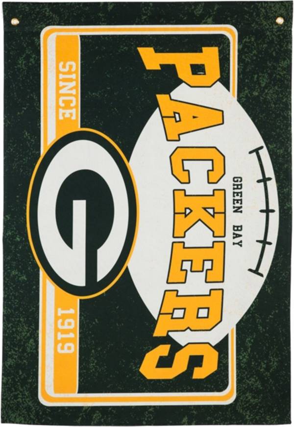 Evergreen Green Bay Packers Linen Estate Flag