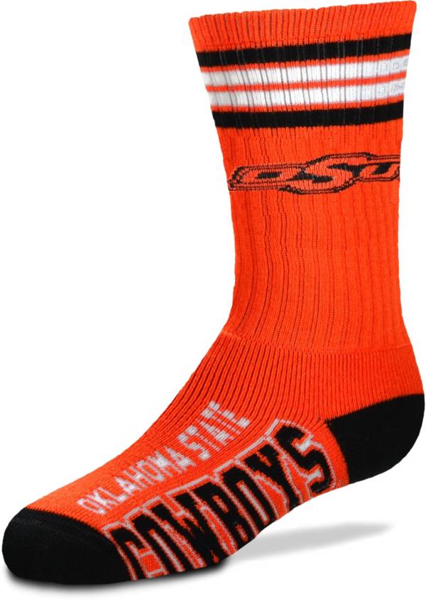 For Bare Feet Youth Oklahoma State Cowboys 4-Stripe Deuce Crew Socks