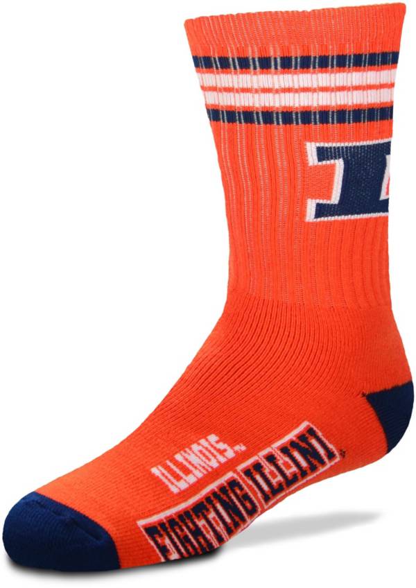 For Bare Feet Youth Illinois Fighting Illini 4-Stripe Deuce Crew Socks product image
