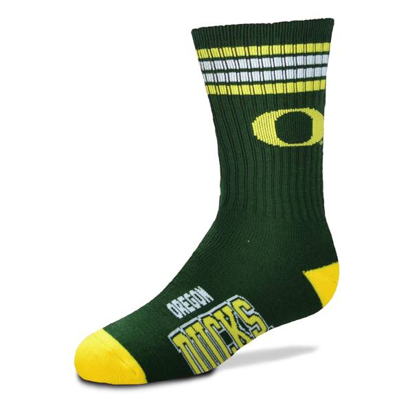 For Bare Feet Youth Oregon Ducks 4-Stripe Deuce Crew Socks