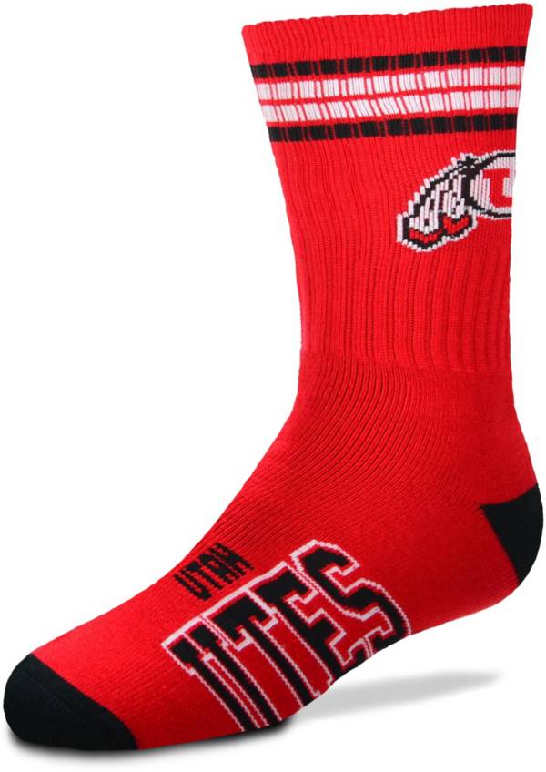 For Bare Feet Youth Utah Utes 4-Stripe Deuce Crew Socks