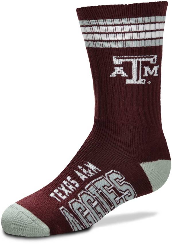For Bare Feet Youth Texas A&M Aggies 4-Stripe Deuce Crew Socks product image