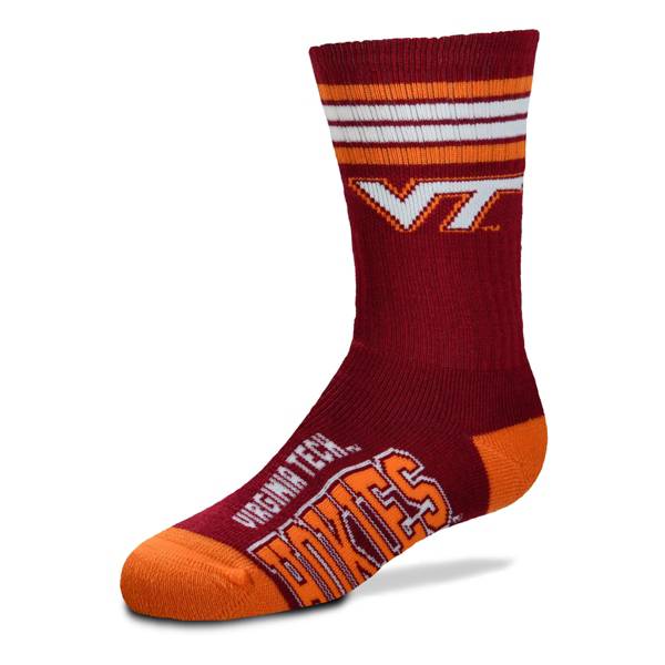 For Bare Feet Virginia Tech Hokies 4-Stripe Deuce Crew Socks