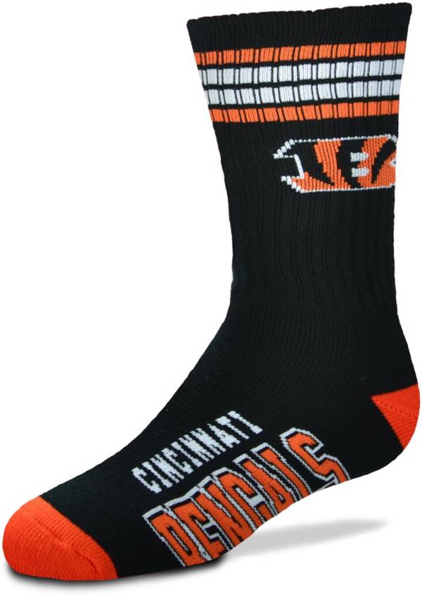 For Bare Feet Youth Cincinnati Bengals 4-Stripe Deuce Crew Socks