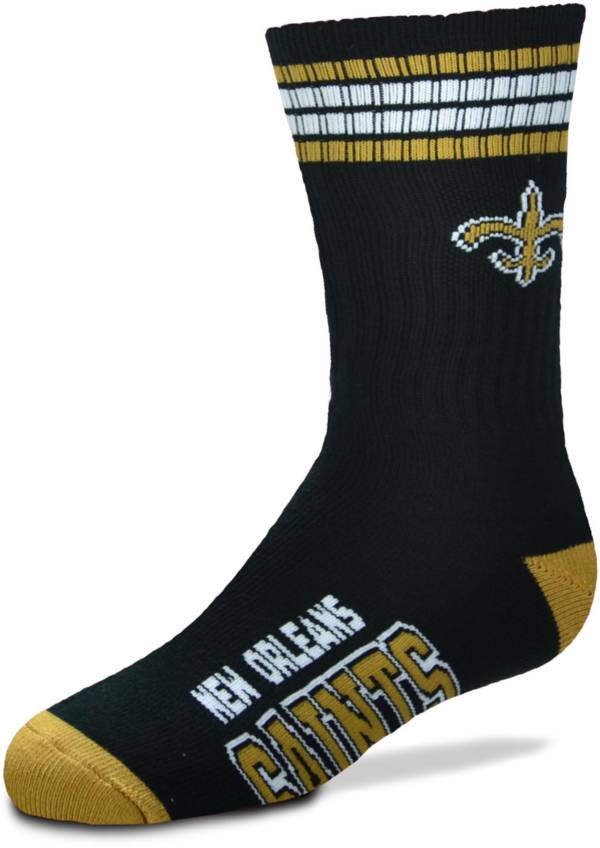 For Bare Feet Youth New Orleans Saints 4-Stripe Deuce Crew Socks