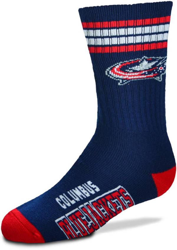 For Bare Feet Youth Columbus Blue Jackets 4-Stripe Deuce Crew Socks