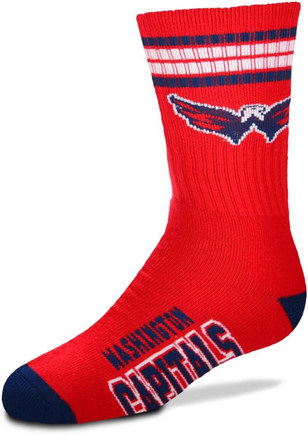 For Bare Feet Youth Washington Capitals 4-Stripe Deuce Crew Socks