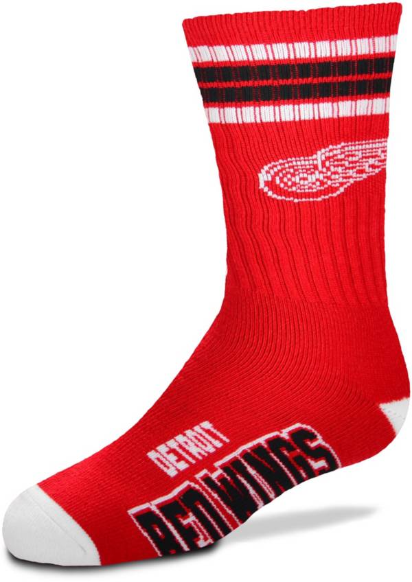 For Bare Feet Youth Detroit Red Wings 4-Stripe Deuce Crew Socks