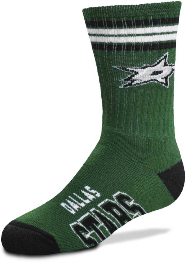 For Bare Feet Youth Dallas Stars 4-Stripe Deuce Crew Socks