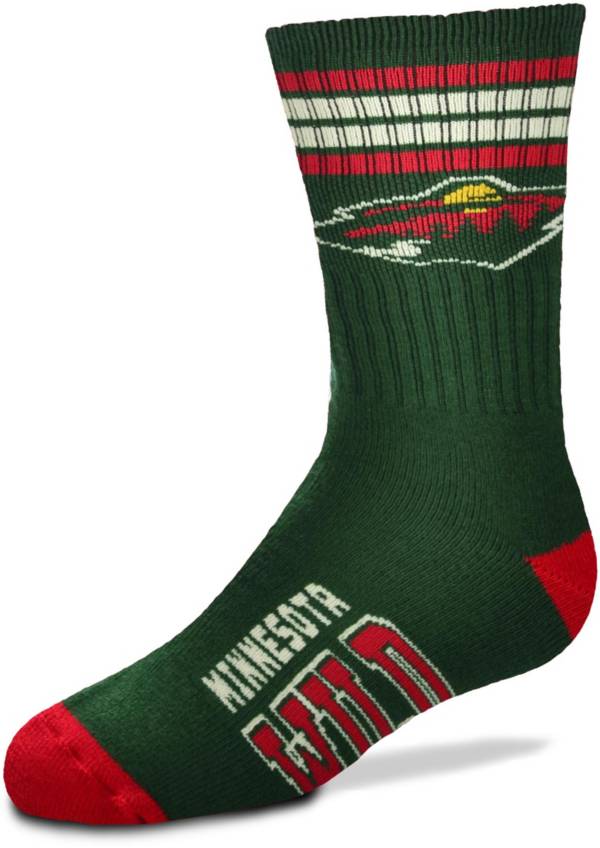 For Bare Feet Youth Minnesota Wild 4-Stripe Deuce Crew Socks product image