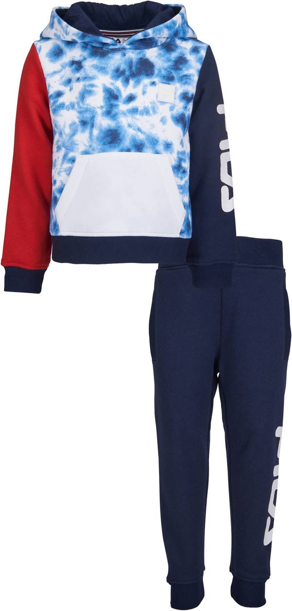 FILA Little Boys' Gian Tie Dye Pullover Hoodie and Jogger Pants Set