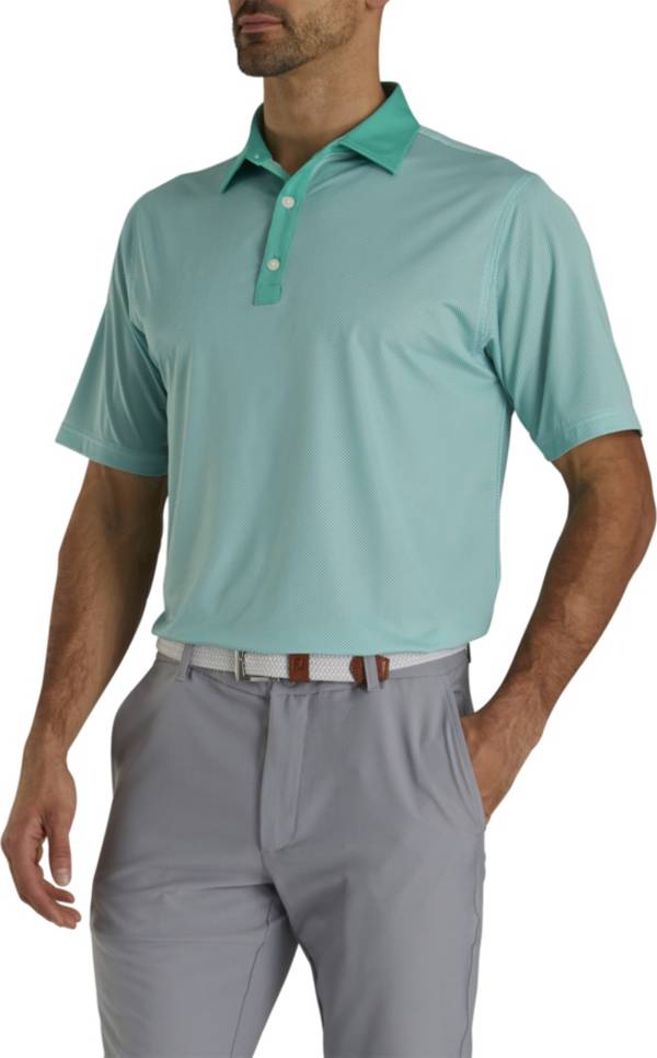 FootJoy Men's Lisle Minicheck Print Short Sleeve Golf Polo