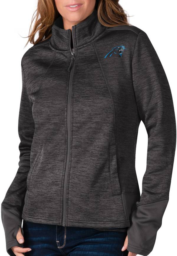 G-III For Her Women's Carolina Panthers Space Dye Black Full-Zip Jacket