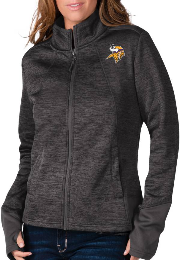 G-III For Her Women's Minnesota Vikings Space Dye Black Full-Zip Jacket