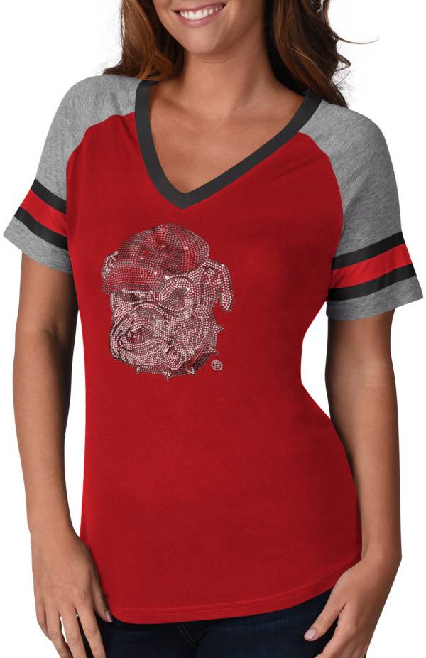 G-III For Her Women's Georgia Bulldogs Fade V-Neck T-Shirt