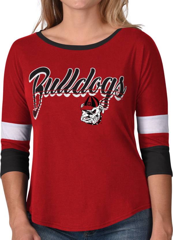 G-III For Her Women's Georgia Bulldogs Red Prospect ¾ Sleeve T-Shirt