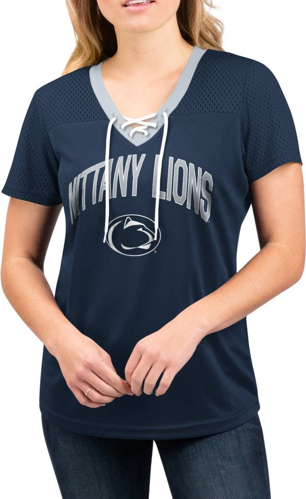 G-III For Her Women's Penn State Nittany Lions Lace Up V-Neck T-Shirt