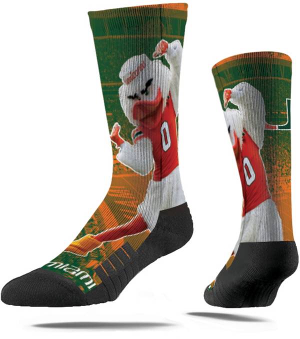 Strideline Miami Hurricanes Mascot Crew Socks