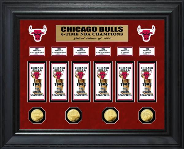 Highland Mint Chicago Bulls 6-Time NBA Champions Deluxe Banner Collection Photo Mint product image