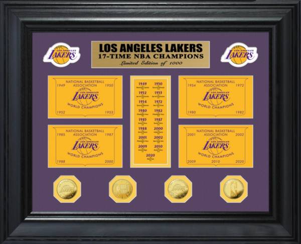 Highland Mint Los Angeles Lakers 17x Champs Gold Coin Deluxe Banner Collection