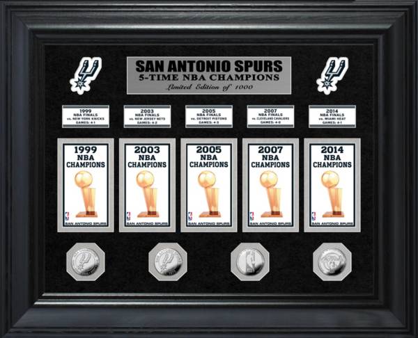 Highland Mint San Antonio Spurs 5-Time NBA Champions Deluxe Banner Collection Photo Mint