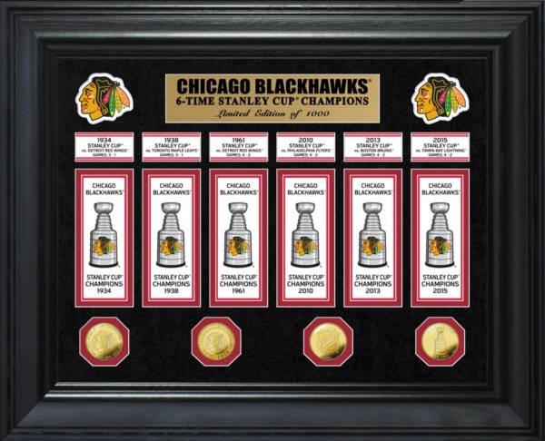 Highland Mint Chicago Blackhawks Stanley Cup Champions Deluxe Gold Coin & Banner Collection