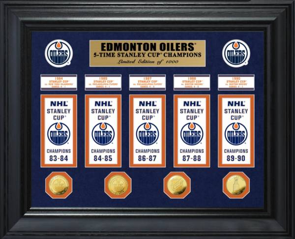 Highland Mint Edmonton Oilers Stanley Cup Champions Deluxe Gold Coin & Banner Collection product image