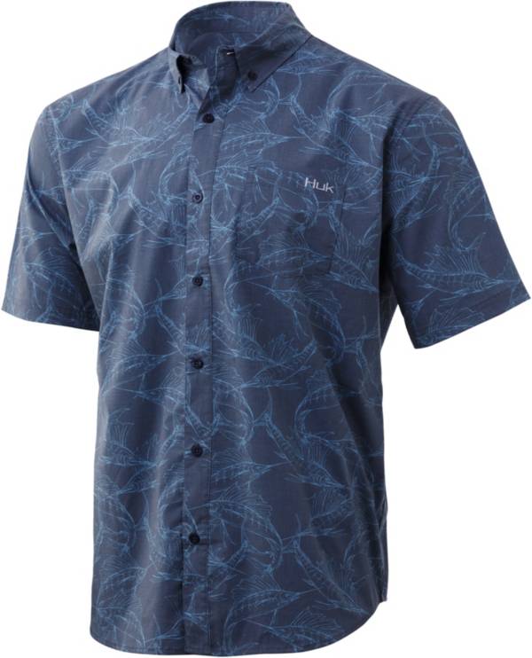 Huk Men's Kona Woven Short Sleeve Button Down Shirt
