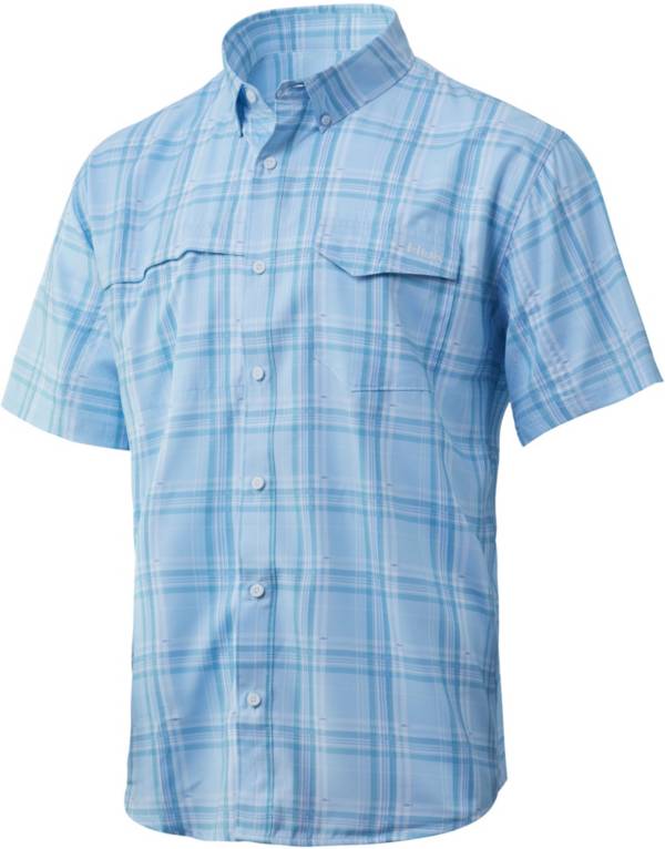 Huk Men's Tide Point Fish Plaid Short Sleeve Shirt