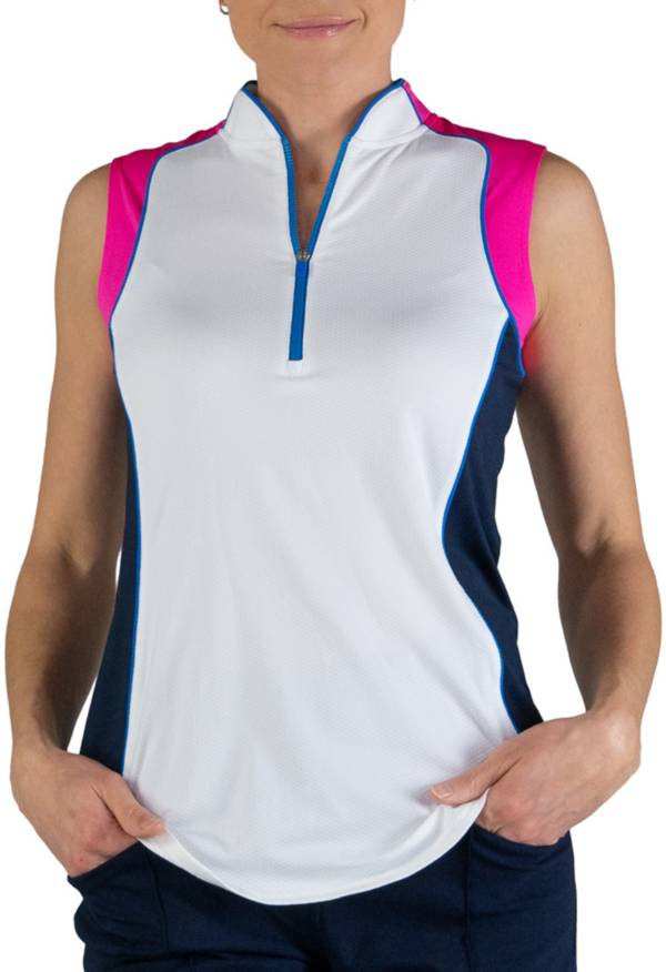 Jofit Women's Color Block Sleeveless 1/4 Zip Golf Polo