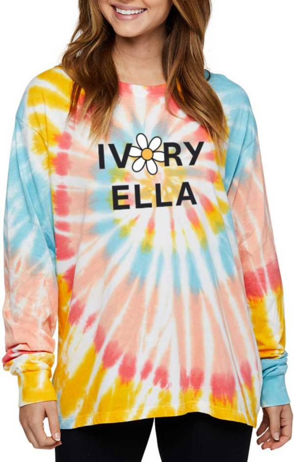 Ivory Ella Women's Daisy Swirl Tie-Dye Oversized Long Sleeve T-Shirt