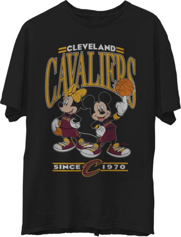 Junk Food Men's Cleveland Cavaliers Disney Vintage Minnie & Mickey Black T-Shirt