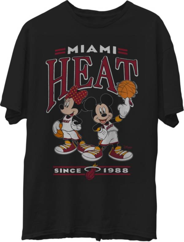 Junk Food Men's Miami Heat Disney Vintage Minnie & Mickey Black T-Shirt product image