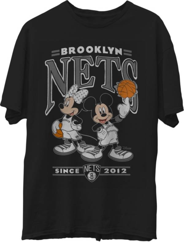 Junk Food Men's Brooklyn Nets Disney Vintage Minnie & Mickey Black T-Shirt