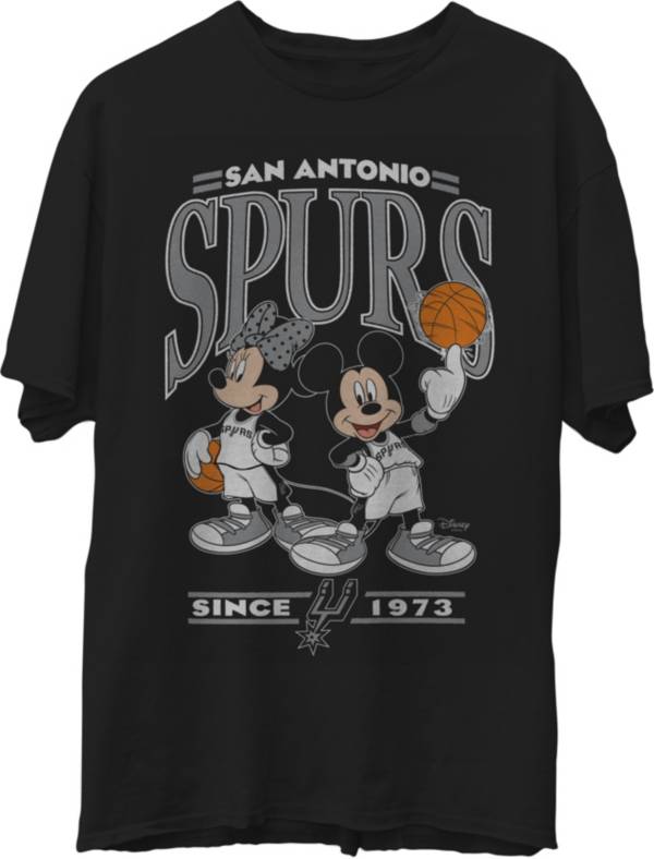 Junk Food Men's San Antonio Spurs Disney Vintage Minnie & Mickey Black T-Shirt