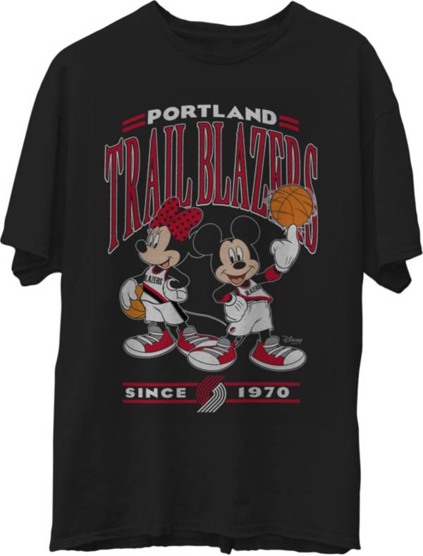 Junk Food Men's Portland Trail Blazers Disney Vintage Minnie & Mickey Black T-Shirt