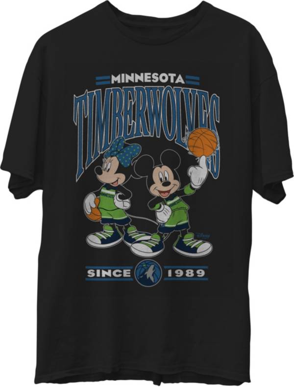 Junk Food Men's Minnesota Timberwolves Disney Vintage Minnie & Mickey Black T-Shirt