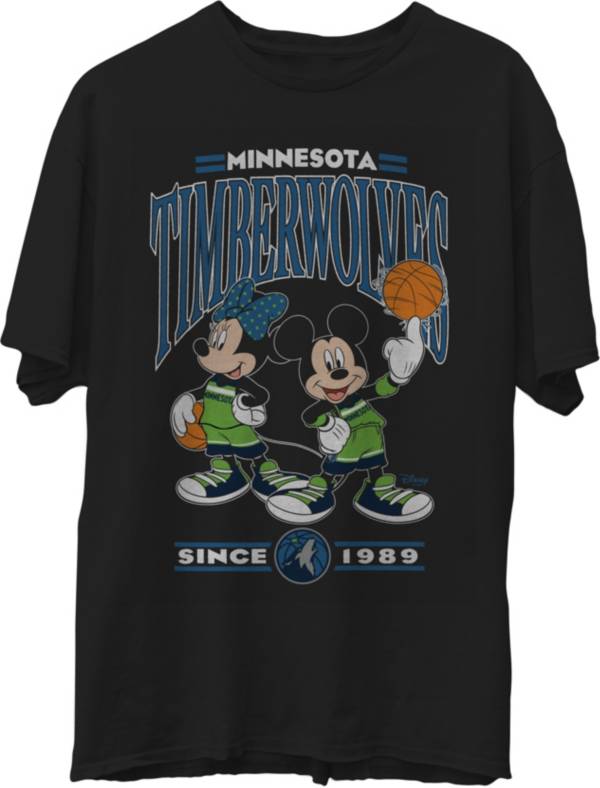 Junk Food Men's Minnesota Timberwolves Disney Vintage Minnie & Mickey Black T-Shirt product image