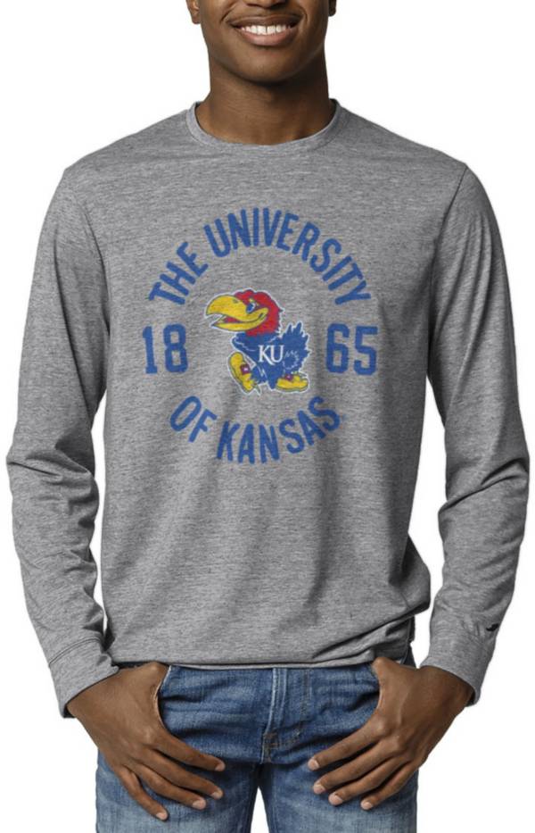 League-Legacy Men's Kansas Jayhawks Grey Reclaim Tri-Blend Long Sleeve T-Shirt