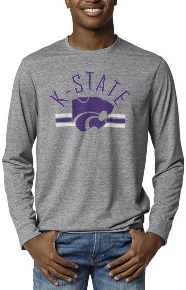 League-Legacy Men's Kansas State Wildcats Grey Reclaim Tri-Blend Long Sleeve T-Shirt