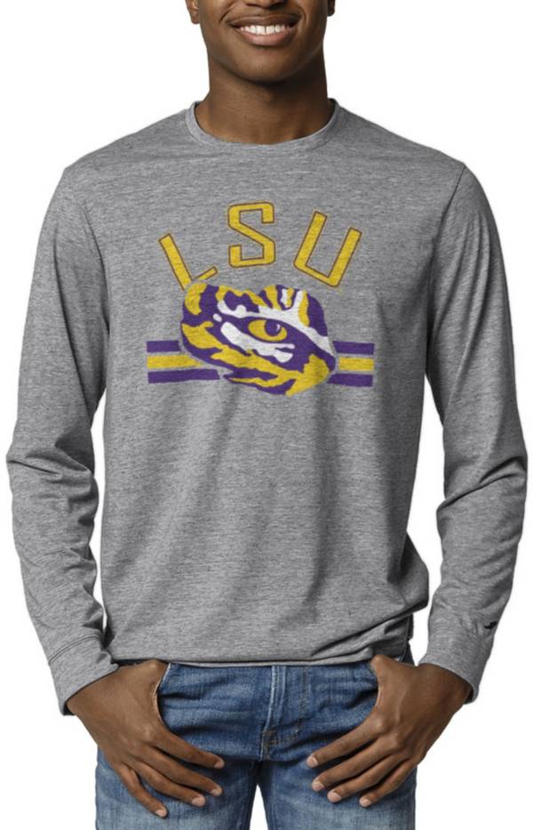 League-Legacy Men's LSU Tigers Grey Reclaim Tri-Blend Long Sleeve T-Shirt