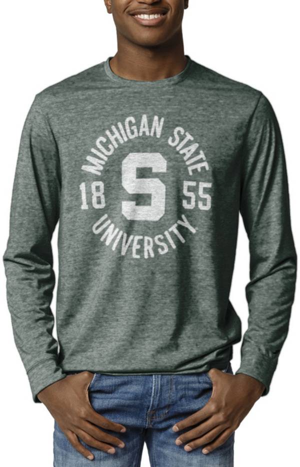 League-Legacy Men's Michigan State Spartans Green Reclaim Tri-Blend Long Sleeve T-Shirt