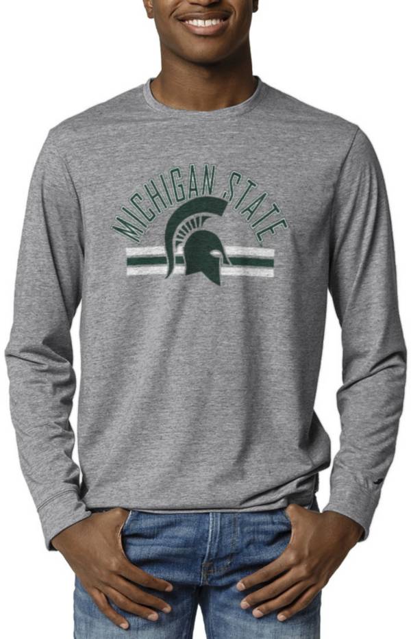 League-Legacy Men's Michigan State Spartans Grey Reclaim Tri-Blend Long Sleeve T-Shirt