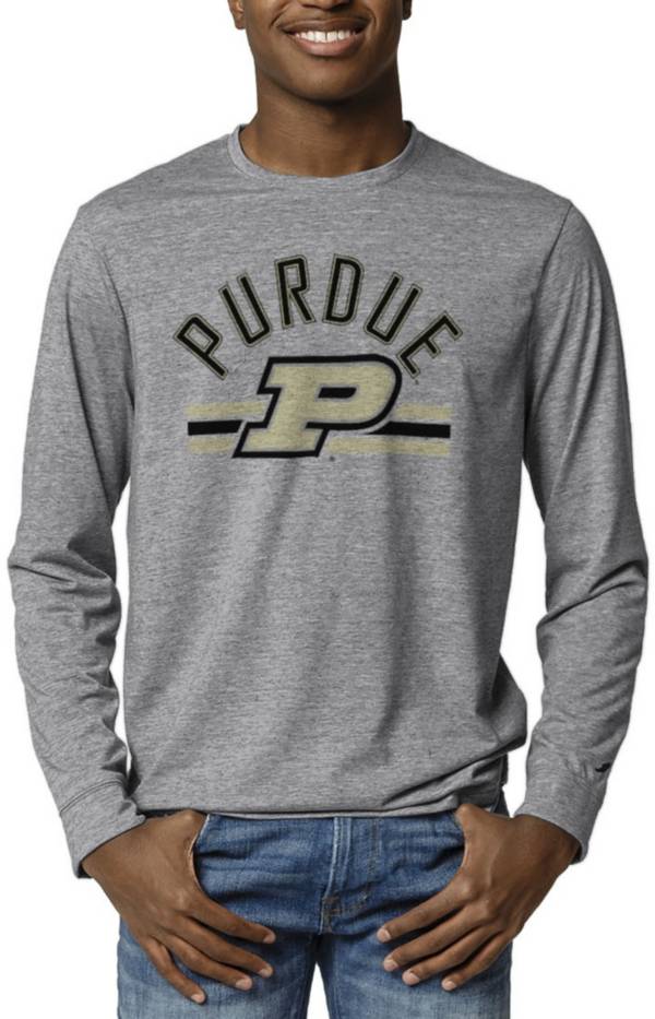 League-Legacy Men's Purdue Boilermakers Grey Reclaim Tri-Blend Long Sleeve T-Shirt