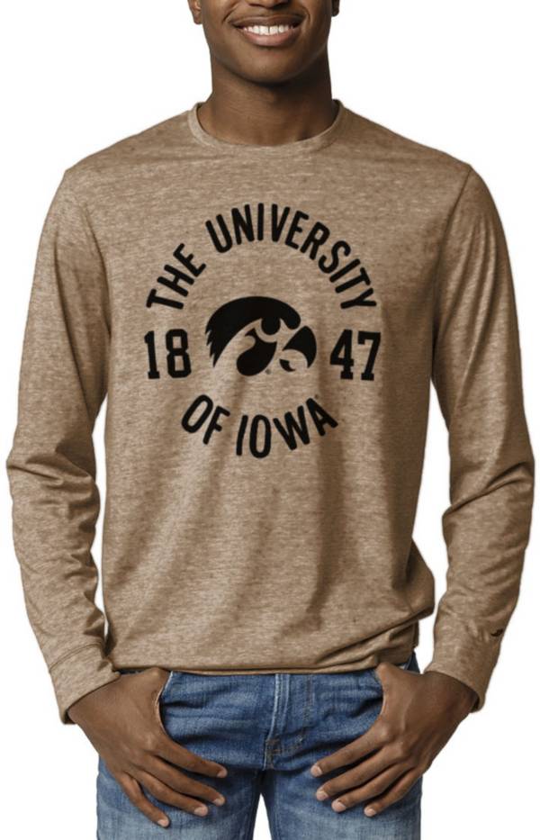 League-Legacy Men's Iowa Hawkeyes Brown Reclaim Tri-Blend Long Sleeve T-Shirt